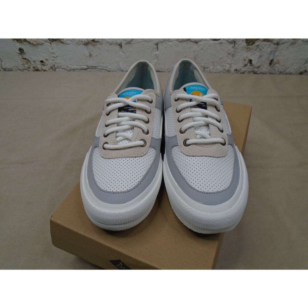 Sperry Shoes Womens 8 Soletide Casual Low Sneakers STS86219 White Grey Leather - Picture 2 of 6